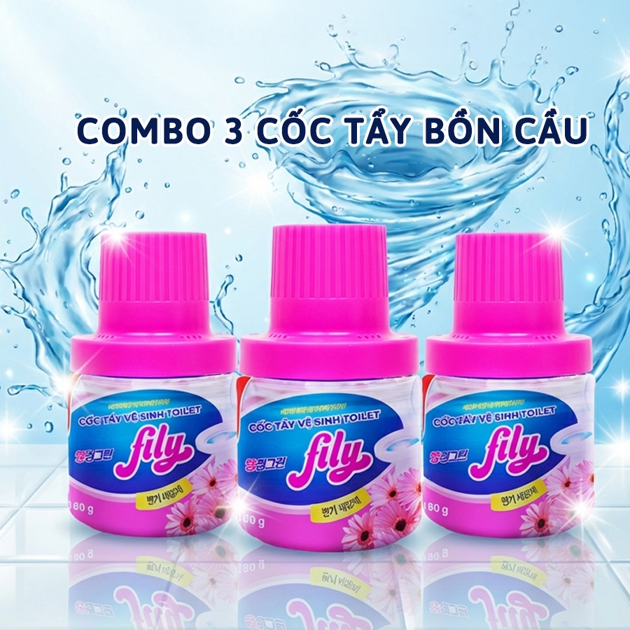 COMBO 3 Lọ Thả Bồn Cầu Fily 180g Tẩy Sạch Vết Bẩn Diệt Khuẩn, Cốc Thả Vệ Sinh Toilet Trắng Sáng