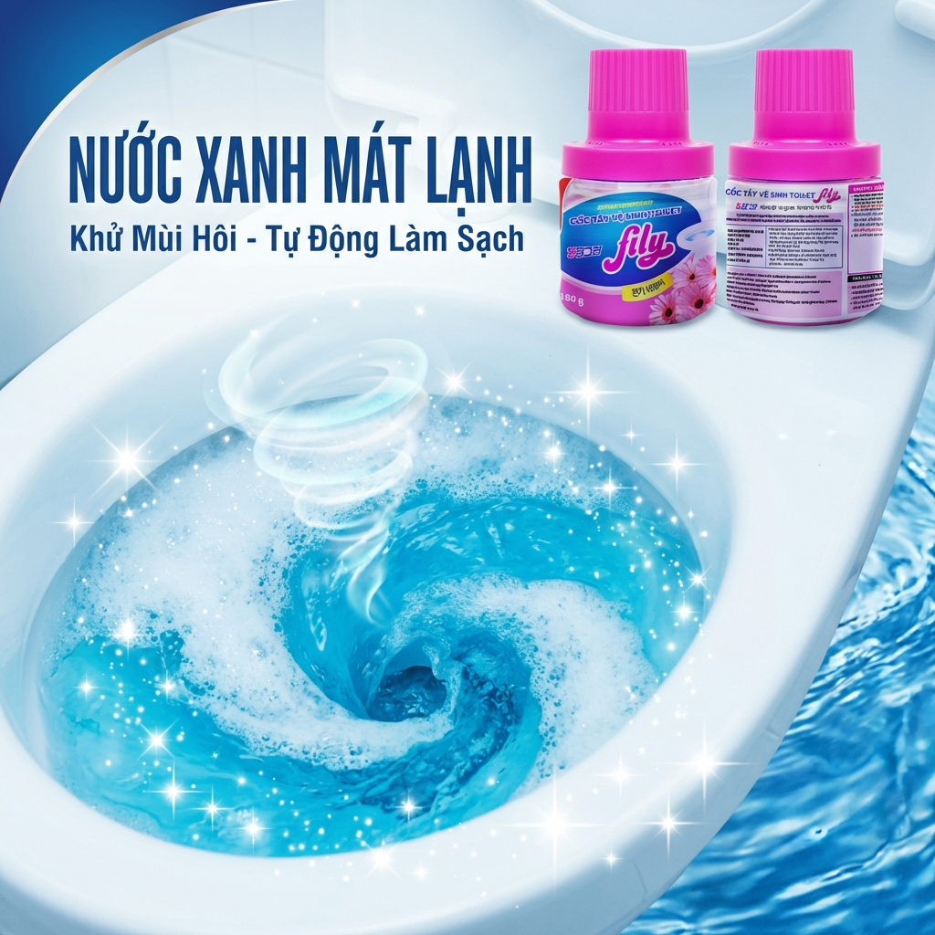COMBO 3 Lọ Thả Bồn Cầu Fily 180g Tẩy Sạch Vết Bẩn Diệt Khuẩn, Cốc Thả Vệ Sinh Toilet Trắng Sáng