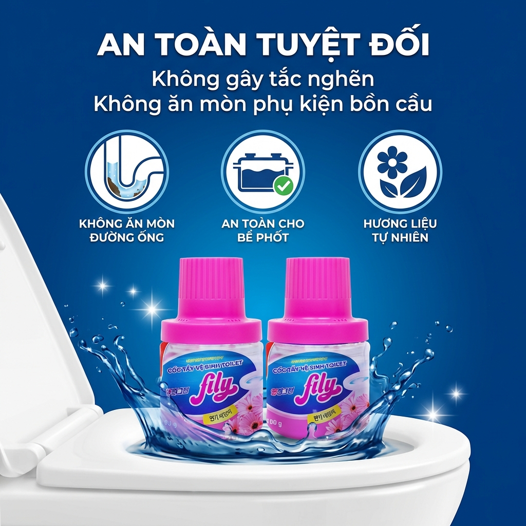 COMBO 3 Lọ Thả Bồn Cầu Fily 180g Tẩy Sạch Vết Bẩn Diệt Khuẩn, Cốc Thả Vệ Sinh Toilet Trắng Sáng