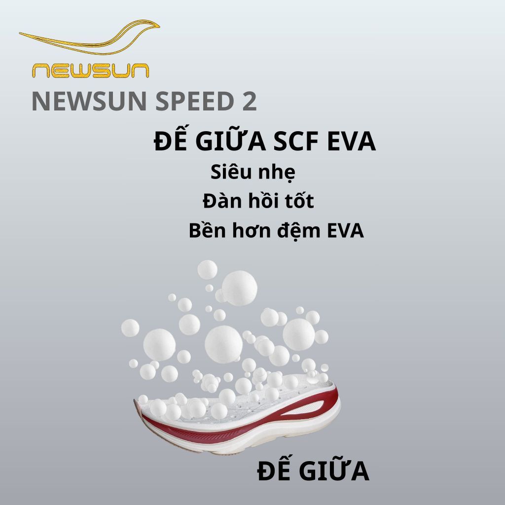 Giày Chạy Bộ NewSun Speed – Lưới Thoáng Khí, Đệm Êm SCF EVA, Đế Cao Su Bám Đường, Hỗ Trợ Chạy Dài
