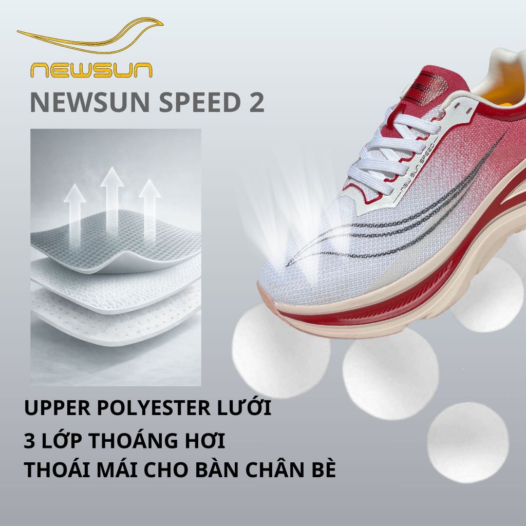 Giày Chạy Bộ NewSun Speed – Lưới Thoáng Khí, Đệm Êm SCF EVA, Đế Cao Su Bám Đường, Hỗ Trợ Chạy Dài