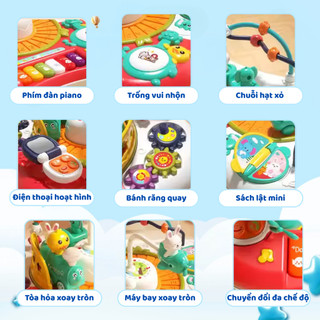 Bàn Bận Rộn Montessori Cho Bé, Bàn Chơi Đa Năng Giáo Dục Sớm Tích Hợp 8 Trò Chơi Trong 1, Giúp Bé Phát Triển Toàn Diện