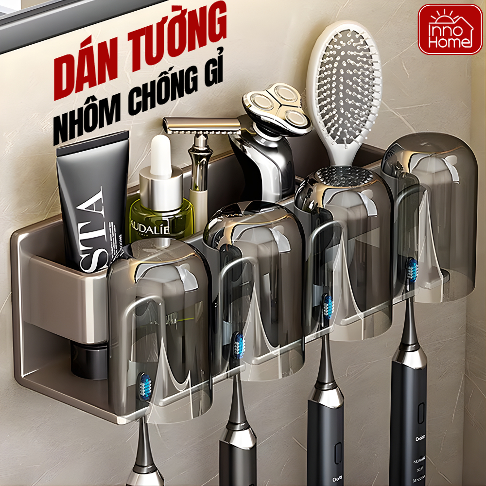 Kệ Để Bàn Chải Đánh Răng Dán Tường INNO HOME | Hợp Kim Nhôm Chống Han Gỉ - Không Cần Khoan Tường - Đa Năng