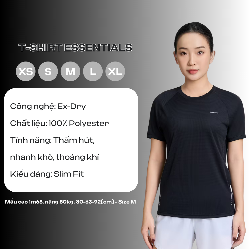[MUA 2 GIẢM 10%] BST Áo Thể Thao Nữ TONE MÀU ĐEN thoáng khí dễ vận động - Coolmate Active For Women
