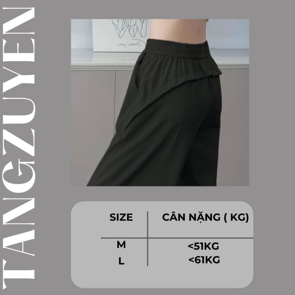 Quần ống rộng nam nữ suông viền sau chất gió có chốt gấu cạp chun đen trắng Quần dài basic đi học đi chơi trẻ T1389G