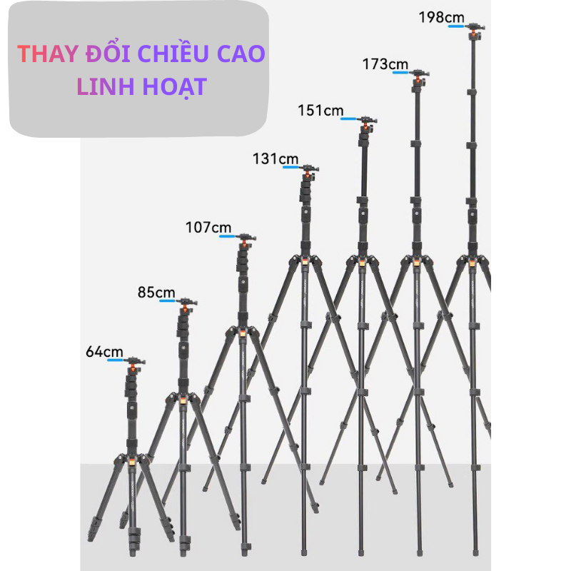 Tripod Yunteng VCT-8068RM cao 198cm – Gấp gọn 37cm – Gậy selfie 102cm – Remote Bluetooth