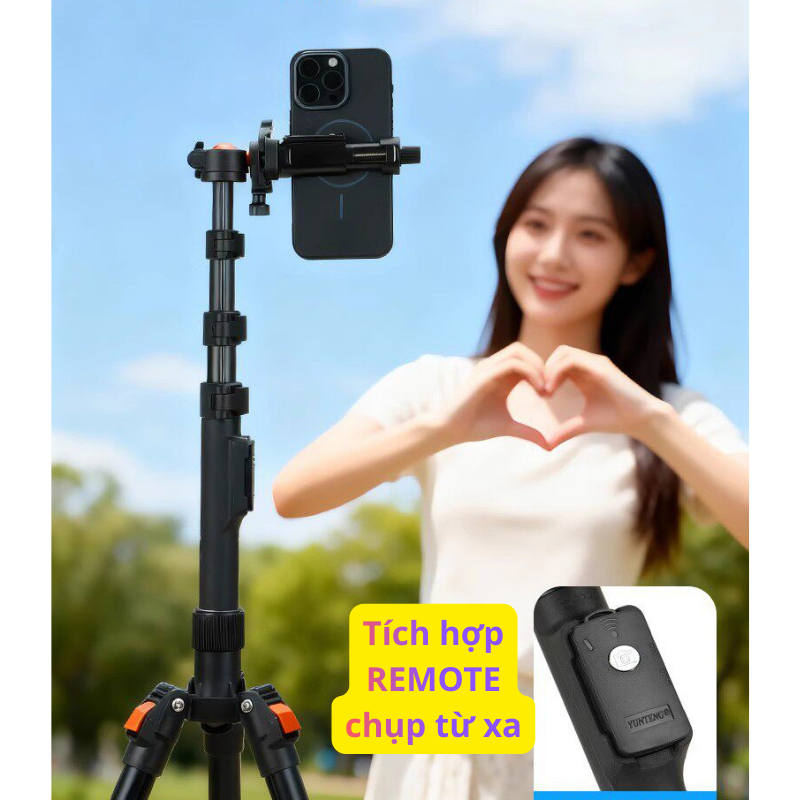 Tripod Yunteng VCT-8068RM cao 198cm – Gấp gọn 37cm – Gậy selfie 102cm – Remote Bluetooth