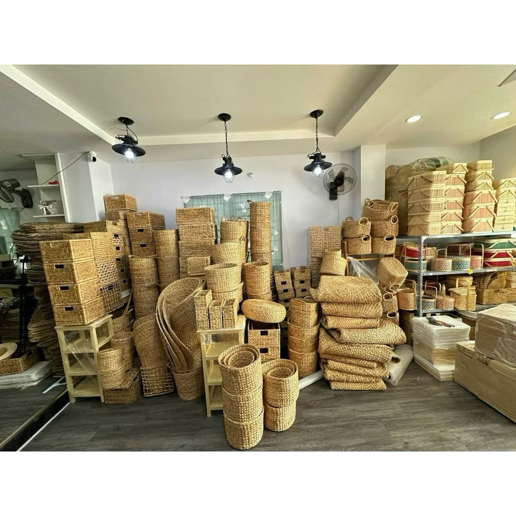Giỏ cói lục bình có quai cầm, giỏ đựng đồ đa năng, sọt cói trồng cây, sọt đựng đồ chơi cho bé, giỏ đựng quần áo, mây tre