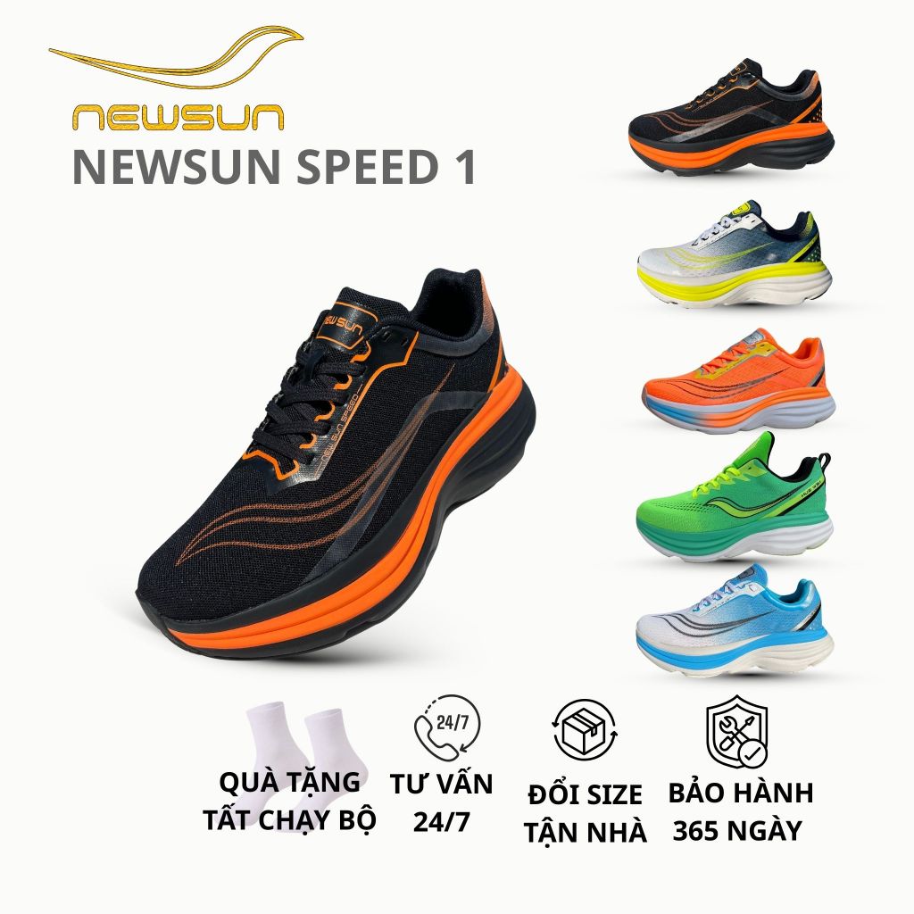 Giày Chạy Bộ New Sun Speed 1 – Đế EVA Đàn Hồi – Nhẹ Êm – Thoáng Khí – Chạy 1–15km – Sneaker Thể Thao Nam Nữ