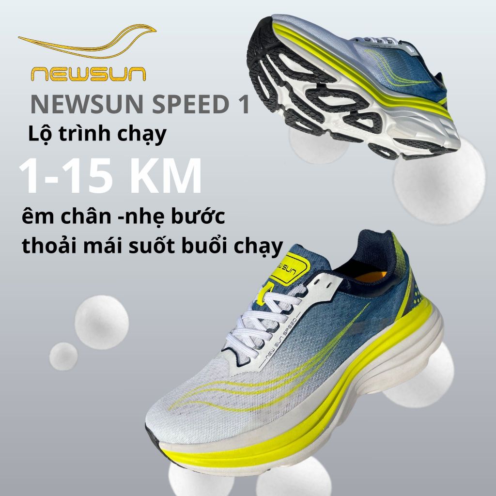 Giày Chạy Bộ NewSun Speed 1 – Đế EVA Đàn Hồi – Nhẹ Êm – Thoáng Khí – Chạy 1–15km – Sneaker Thể Thao Nam Nữ