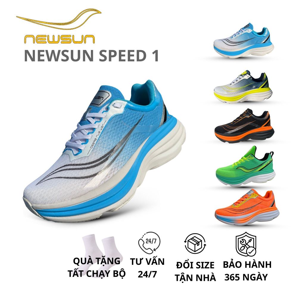 Giày Chạy Bộ NewSun Speed 1 – Đế EVA Đàn Hồi – Nhẹ Êm – Thoáng Khí – Chạy 1–15km – Sneaker Thể Thao Nam Nữ
