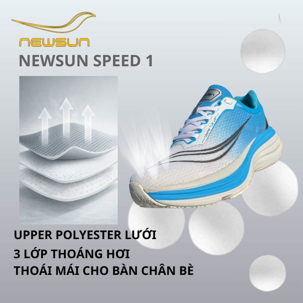 Giày Chạy Bộ NewSun Speed 1 – Đế EVA Đàn Hồi – Nhẹ Êm – Thoáng Khí – Chạy 1–15km – Sneaker Thể Thao Nam Nữ
