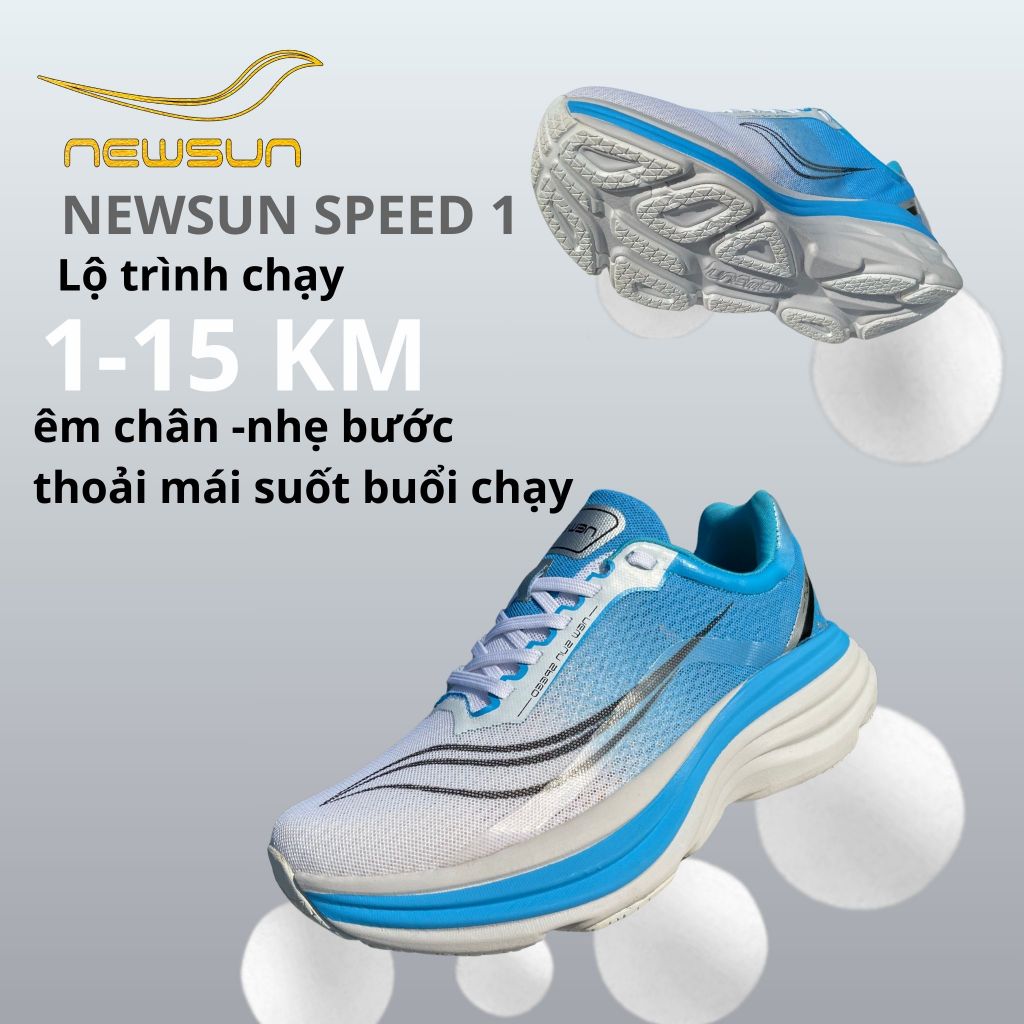 Giày Chạy Bộ NewSun Speed 1 – Đế EVA Đàn Hồi – Nhẹ Êm – Thoáng Khí – Chạy 1–15km – Sneaker Thể Thao Nam Nữ