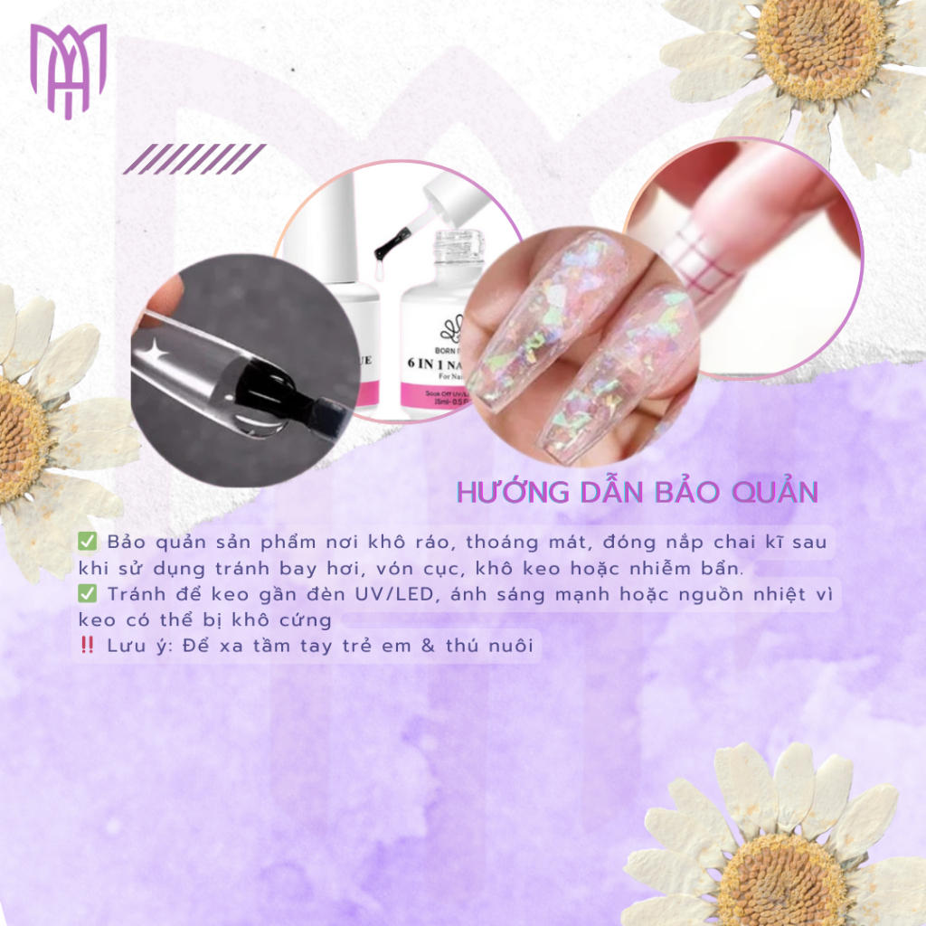 Glue Gel 6 in 1 Born Pretty 15ml – Keo Dán Móng, Dán Đá, Móng Giả, Móng Đắp Gel, Dùng Được Lâu