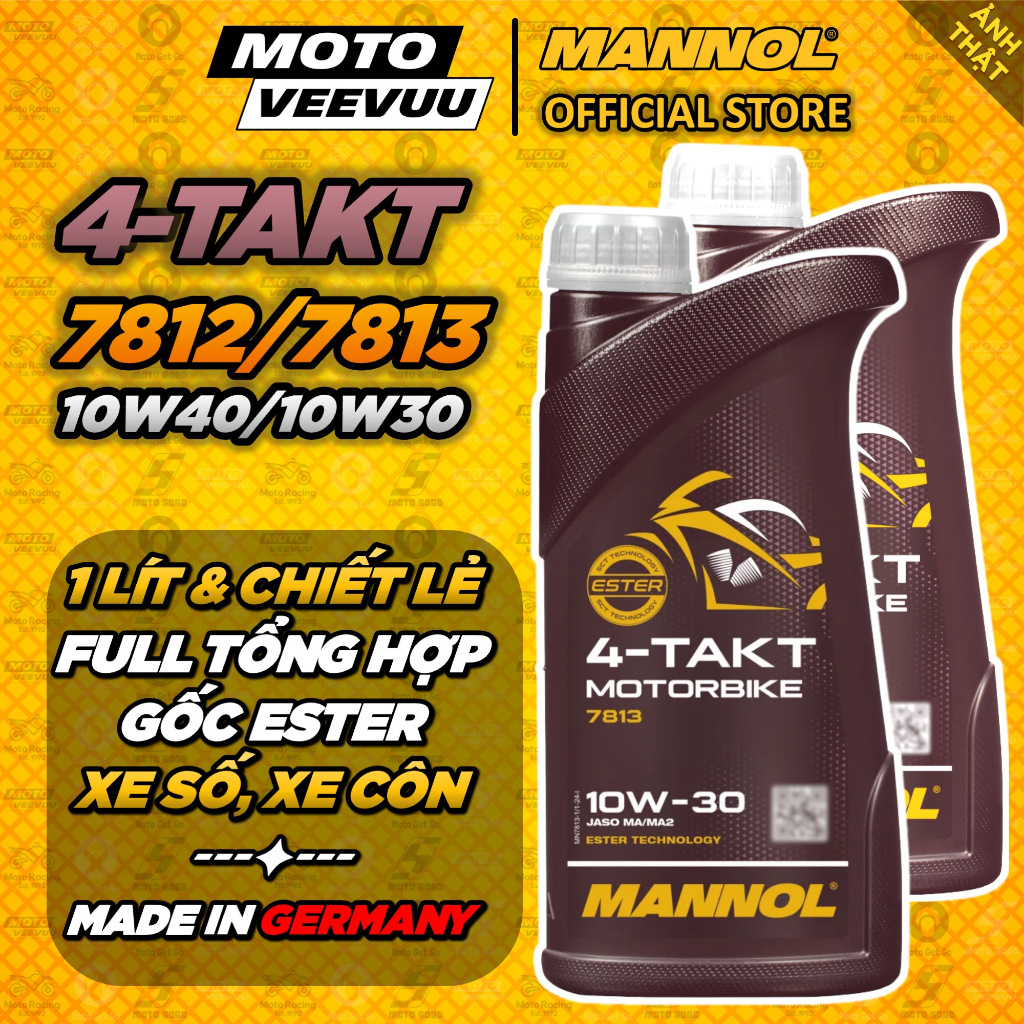 [MTVV] Dầu nhớt MANNOL 7812 7813 MOTORBIKE 4-TAKT 10W40 10W30 Fully ...