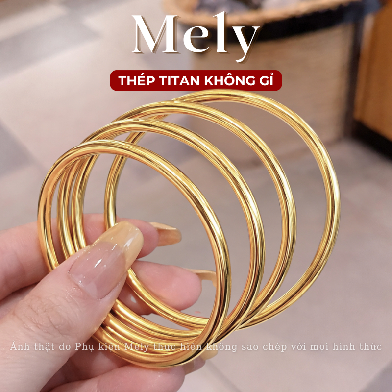 [KHÔNG ĐEN GỈ] Vòng tay thép Titan vàng bạc trơn, Kiềng tròn cao cấp basic đơn giản Mely TT195