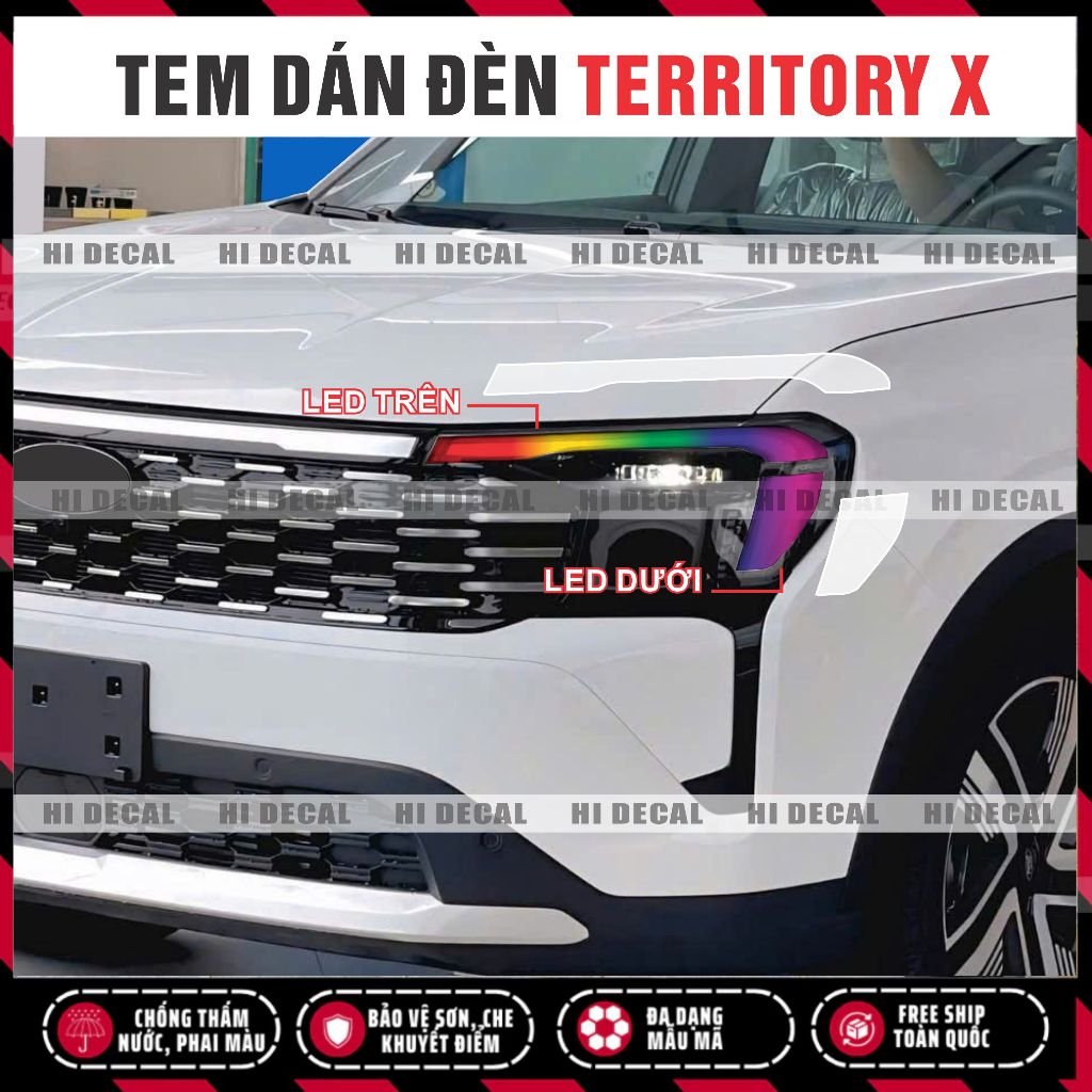 Tem dán đèn Territory Titanium X 2025, decal dán đổi màu bảo vệ đèn Ford Territory mới nhất, màu sách đa dạng dễ dán.