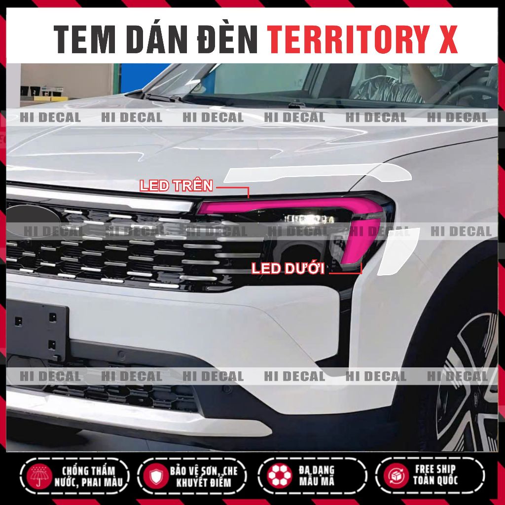 Tem dán đèn Territory Titanium X 2025, decal dán đổi màu bảo vệ đèn Ford Territory mới nhất, màu sách đa dạng dễ dán.