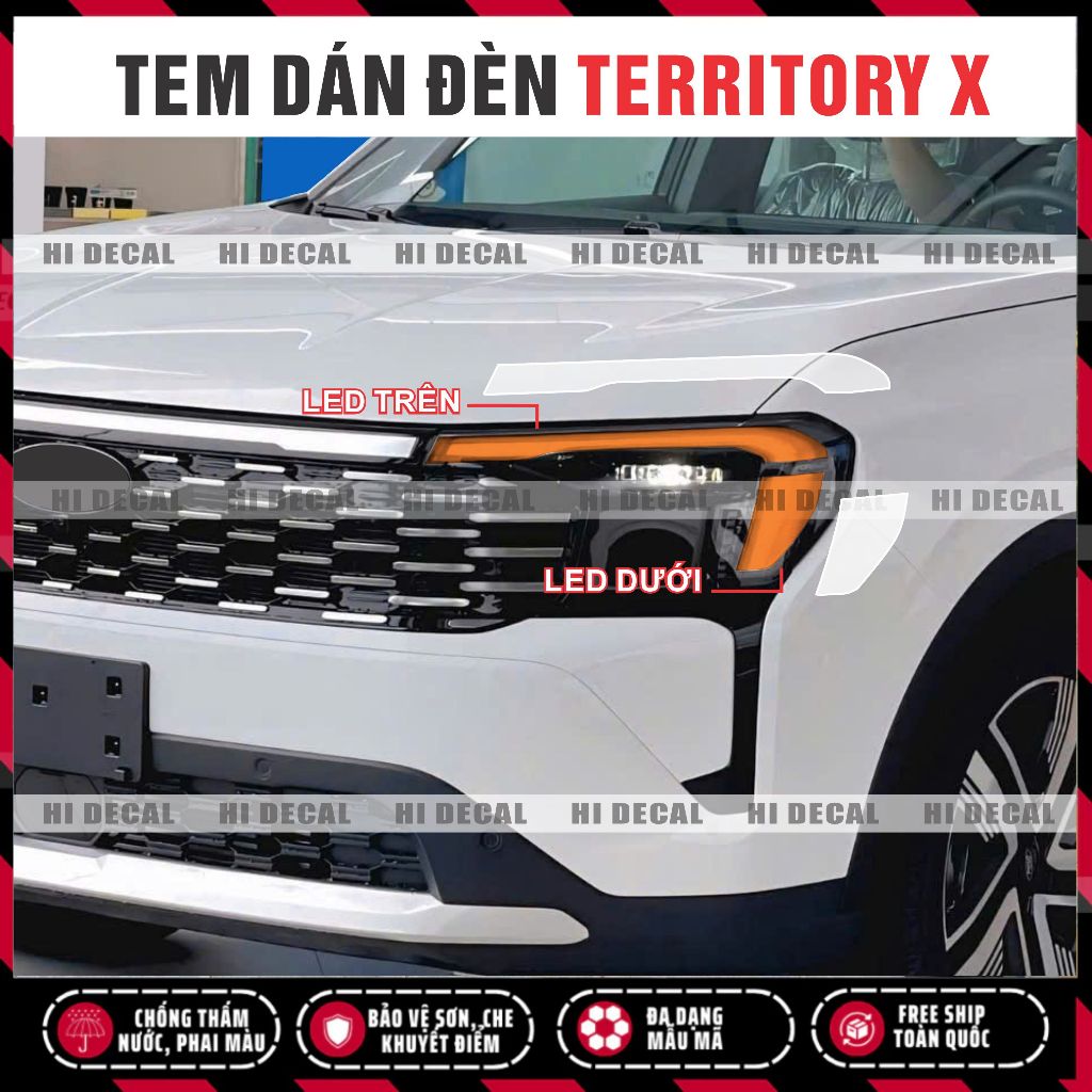Tem dán đèn Territory Titanium X 2025, decal dán đổi màu bảo vệ đèn Ford Territory mới nhất, màu sách đa dạng dễ dán.