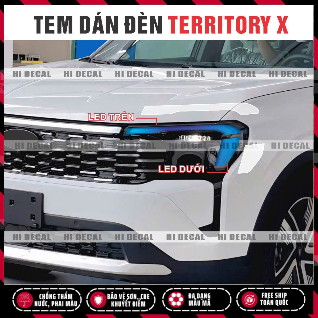 Tem dán đèn Territory Titanium X 2025, decal dán đổi màu bảo vệ đèn Ford Territory mới nhất, màu sách đa dạng dễ dán.
