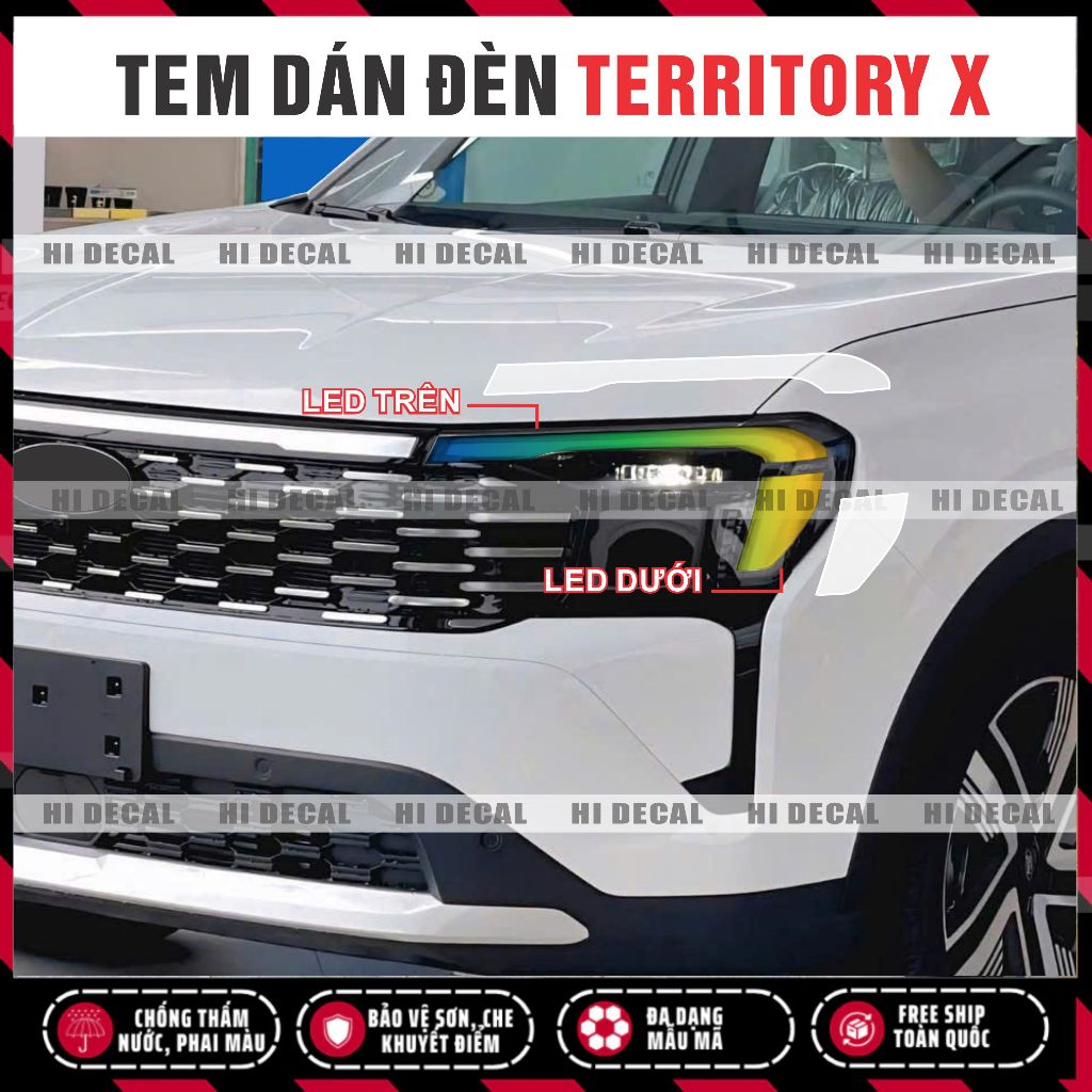 Tem dán đèn Territory Titanium X 2025, decal dán đổi màu bảo vệ đèn Ford Territory mới nhất, màu sách đa dạng dễ dán.