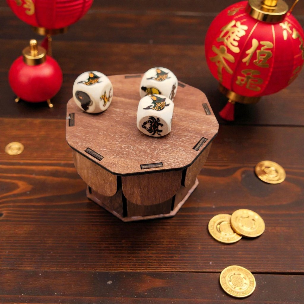 BỘ LÔ TÔ GỖ CÓ HỘP GỖ IN BẦU CUA 2 TRONG 1 – LAMDECOR MIỄN PHÍ KHẮC LOGO THEO YÊU CẦU
