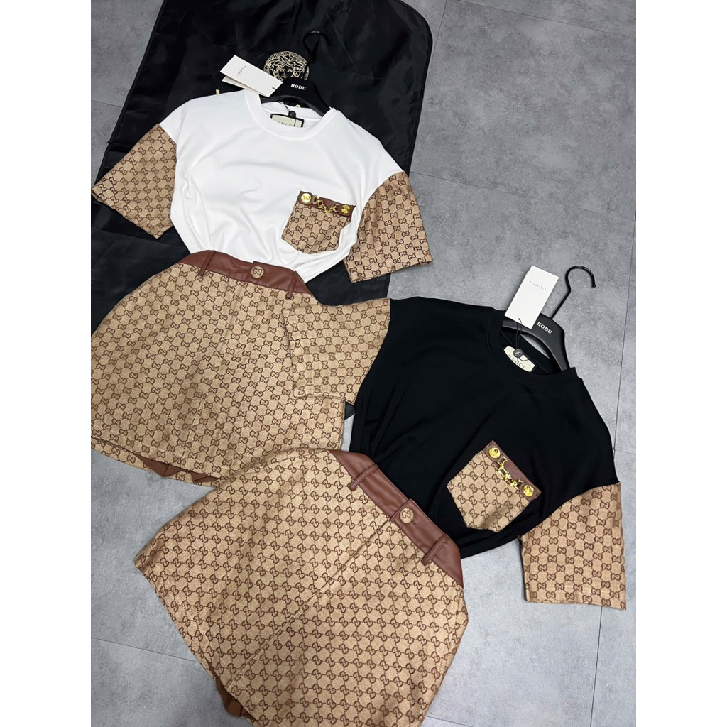 set áo váy Versace màu nâu new