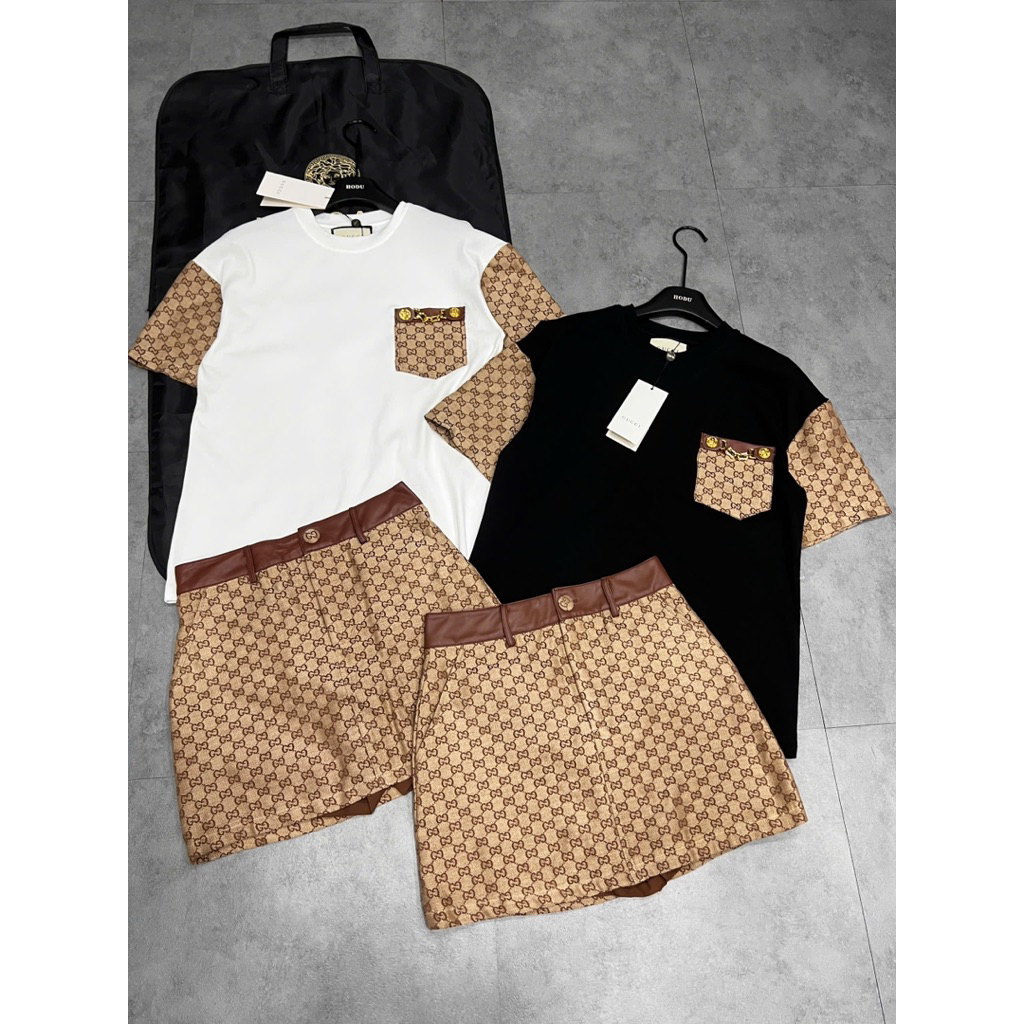 set áo váy Versace màu nâu new