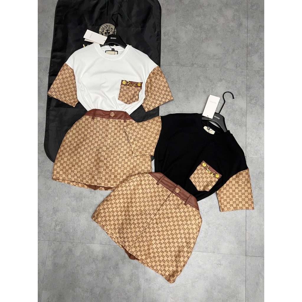 set áo váy Versace màu nâu new