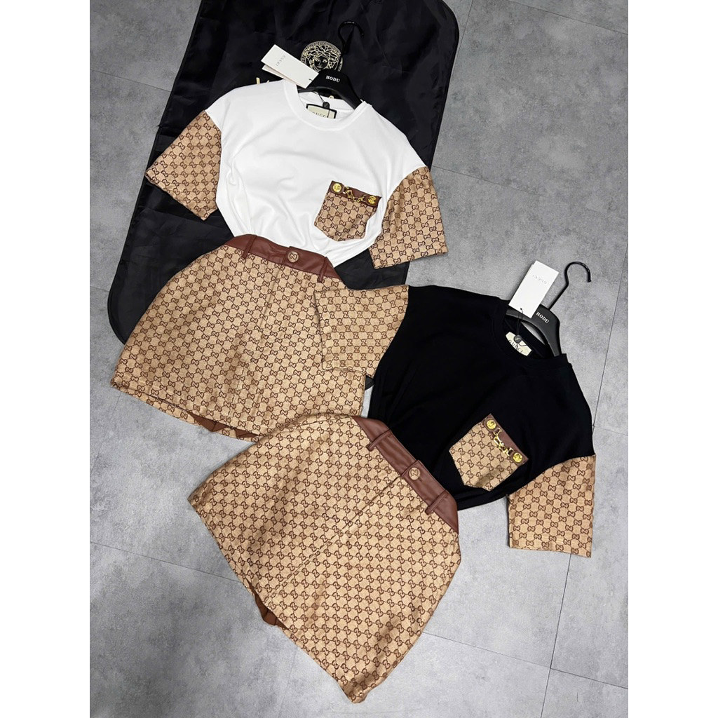 set áo váy Versace màu nâu new