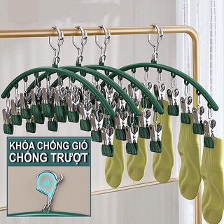 Combo 5 móc treo inox 10 kẹp treo phơi đồ linh hoạt dùng cho ban công phòng tắm bền chắc dễ dùng