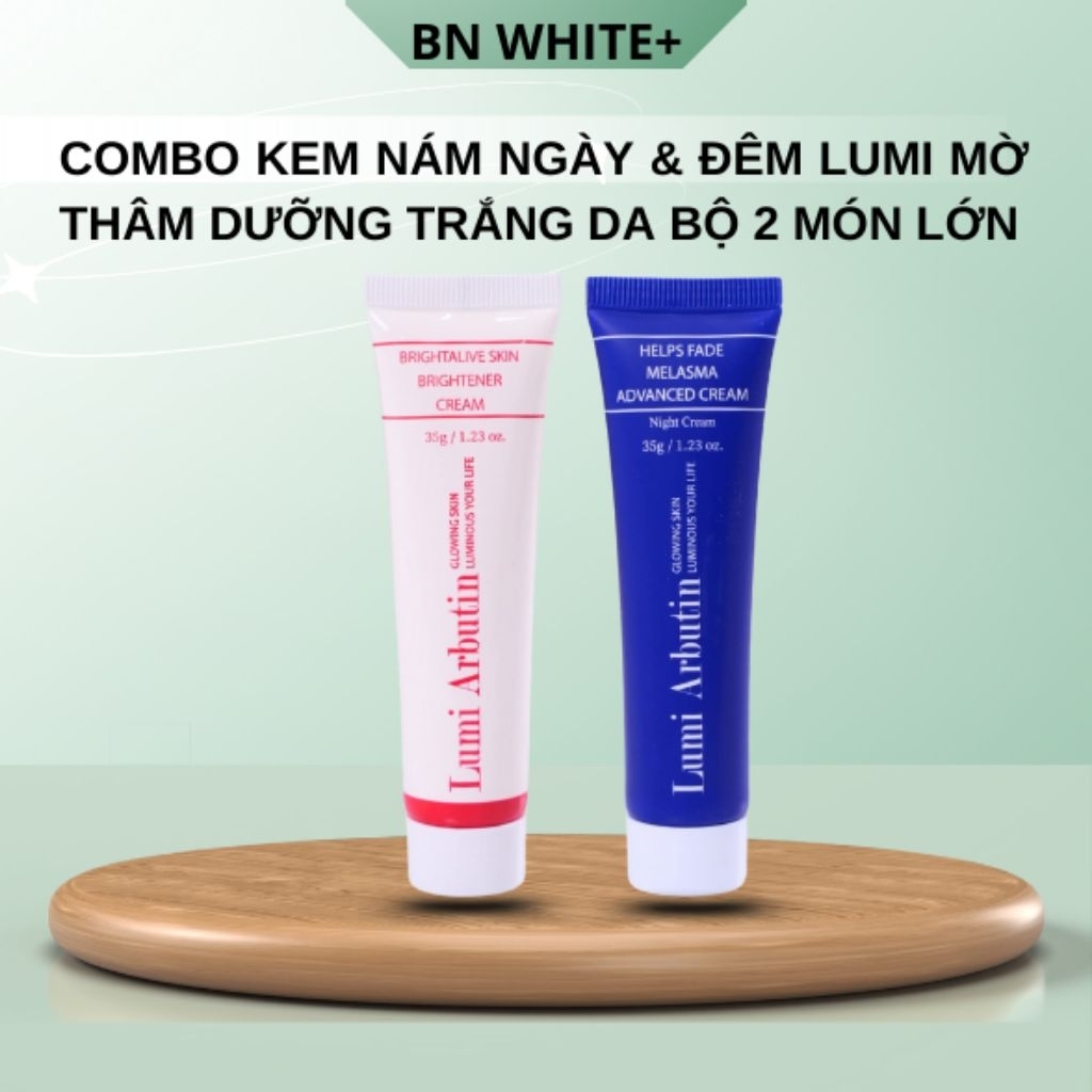 Kem Nám Mờ Thâm Lumi Arbutin Ngày Đêm  Mờ Thâm Nám, Sáng Da, Đều Màu Bộ 2 Món
