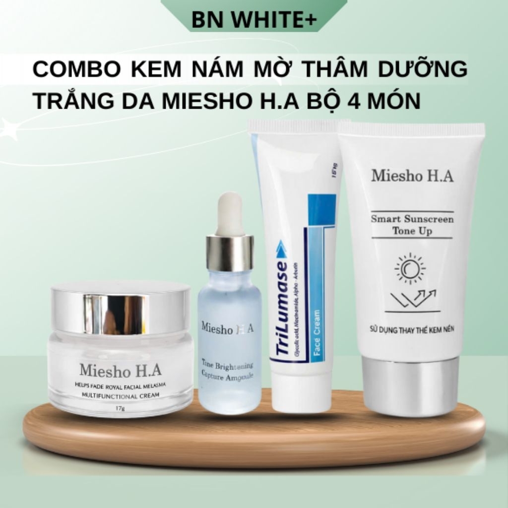Kem Nám Mờ Thâm MIESHO HA Dưỡng Da Mỗi Ngày Cải Thiện Vùng Da Tối Màu Nâng Tông Nhẹ Nhàng Bộ 4 Món