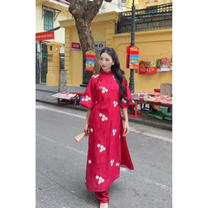 Lasy Thời Trang Nữ| Áo Dài Ren Thêu Phối Tay Lửng kèm Quần - AD1540
