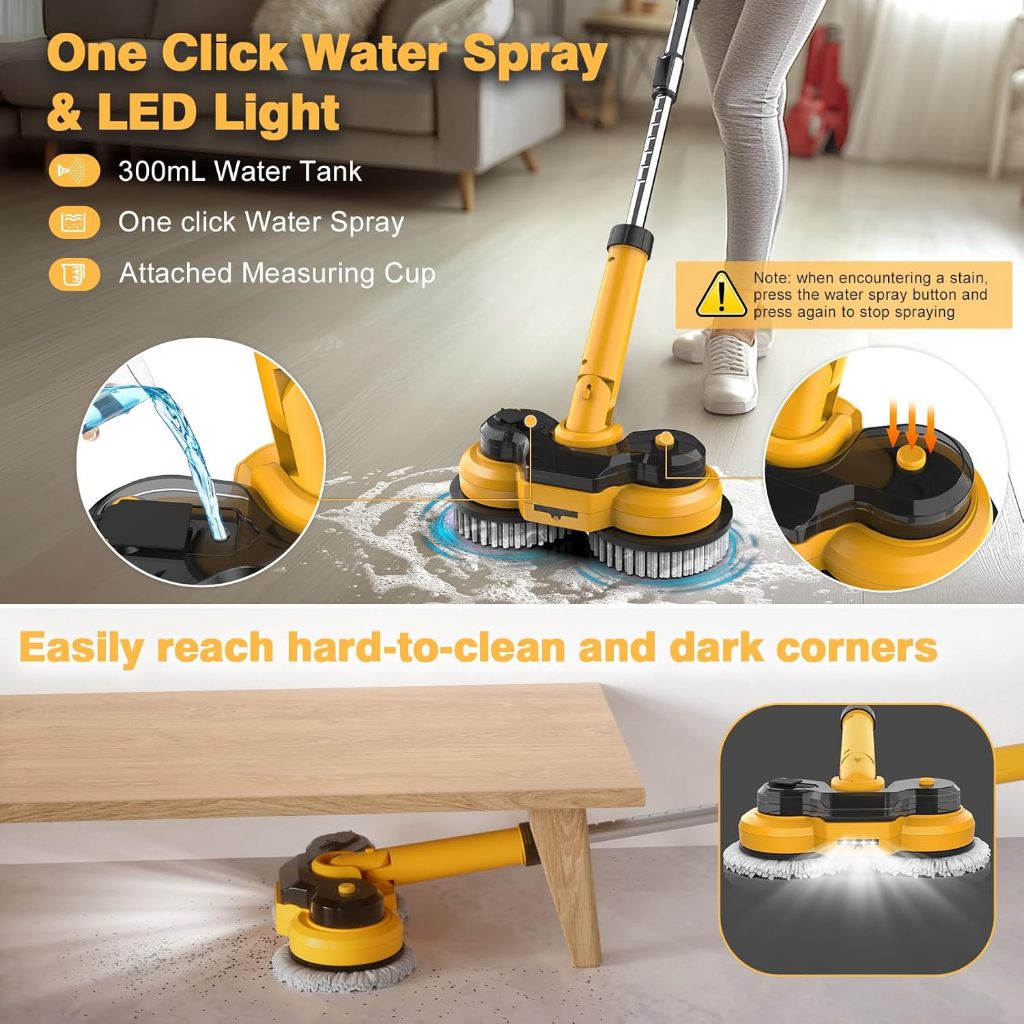 Qimedo Cây lau nhà điện tử/67 phút Đèn Động Cơ Tốc Độ Cao+Lông Bàn Chải Bền Bỉ/Giảm 50% sức lao động