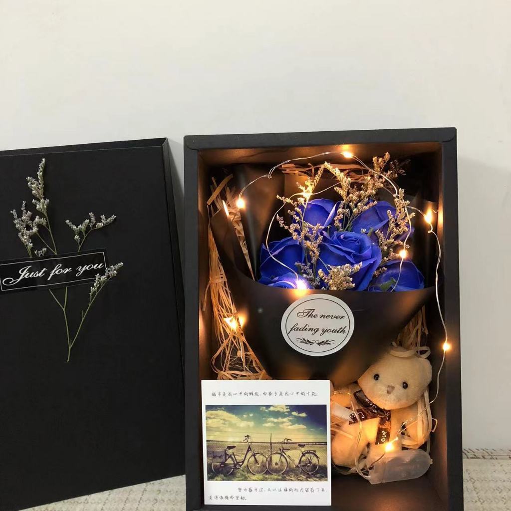 Quà Tặng Valentine YangYang Hoa Hồng Sáp Có Đèn LED & Gấu – Quà Tặng 14/2 Cho Người Yêu, Bạn Gái