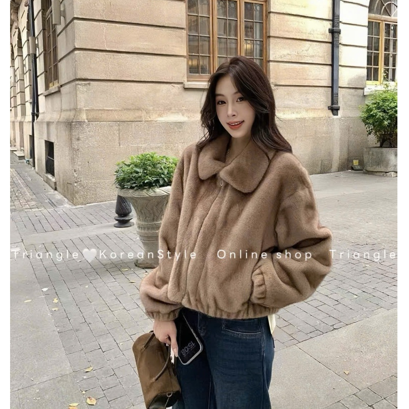 TRIANGLE - Lovely Fur coat (Cân nhắc kỹ, return is not welcomed)- Áo lông cổ sen cao cấp phong cách Hàn Quốc, thanh lịch