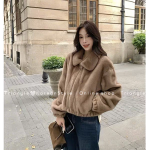 TRIANGLE - Lovely Fur coat (Cân nhắc kỹ, return is not welcomed)- Áo lông cổ sen cao cấp phong cách Hàn Quốc, thanh lịch