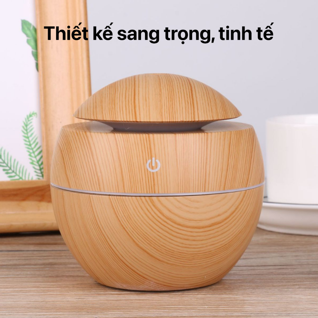 Máy phun sương xông tinh dầu vân gỗ, máy tạo độ ẩm mini trong phòng