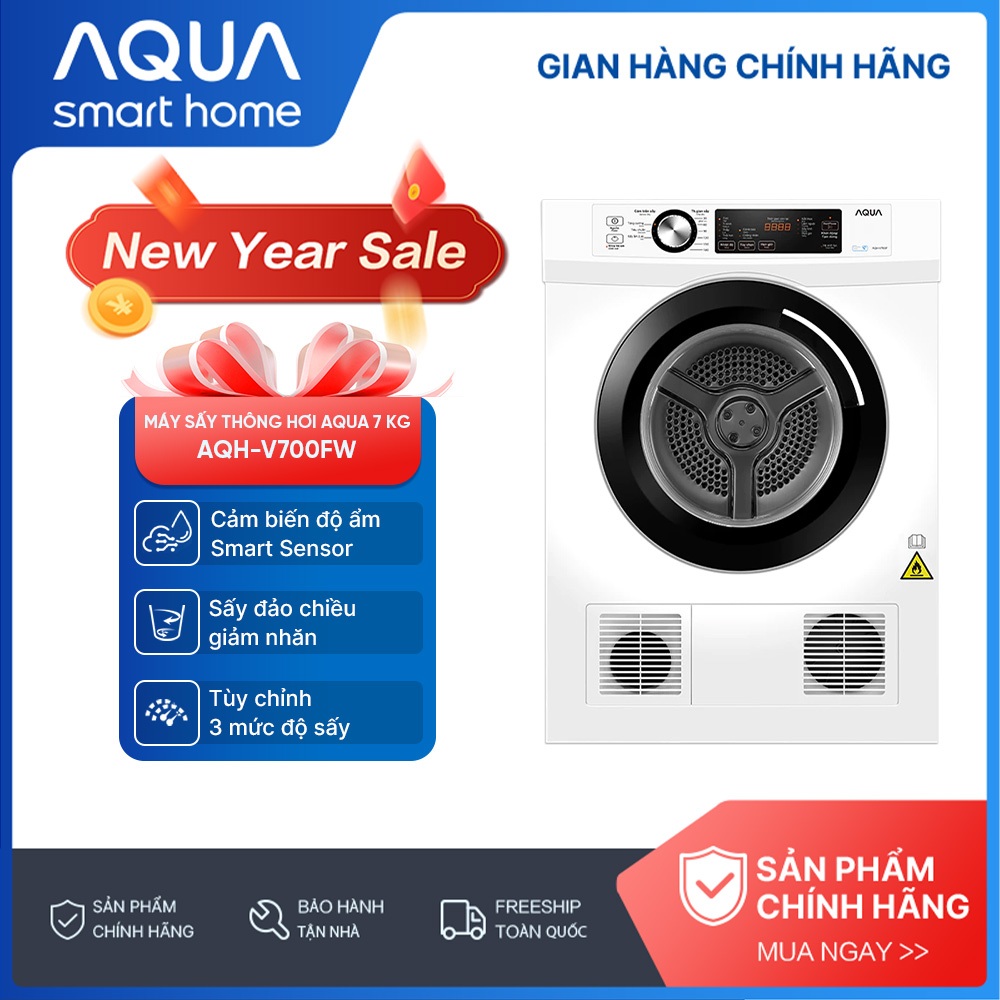 Máy sấy thông hơi Aqua 7KG AQH-V700F.W - Miễn phí giao hàng toàn quốc - Giao 10 - 15 ngày