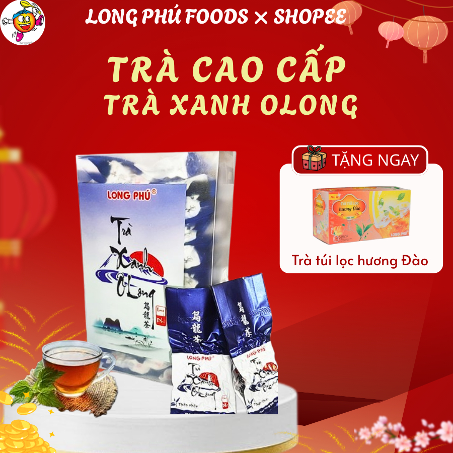 Trà xanh Olong Long Phú hộp 200gr - Qùa tặng Lễ, nguyên liệu trà, trà vải, quà tặng ý nghĩa