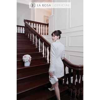 Đầm Thiết Kế Dáng Chữ A Tiểu Thư La Rosa Đầm Cổ Sen, Dài Tay Phối Lông Sang Cảnh, Đính Cúc Nổi Bật V1442