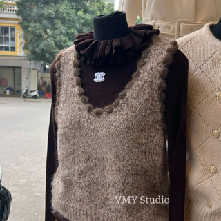 VMY Studio - Set áo gile cổ bèo tay dài diện tết xinh xắn, set áo cổ bèo mix áo gile trẻ trung nữ