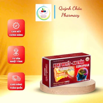 Hoạt Huyết An Thần Europhar - Giảm rối loạn tiền đình , tăng cường tuần hoàn , mất ngủ - Hộp 30 viê