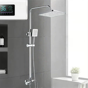 Bộ vòi sen đứng bằng thép không gỉ nóng lạnh, bộ vòi sen đứng hình vuông hiện đại, chống cặn