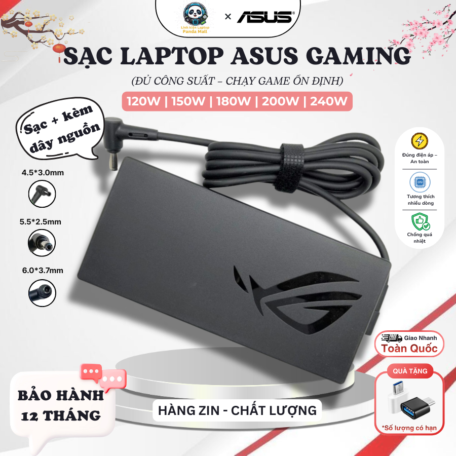 Sạc Laptop Asus Gaming Rog Zephyrus G14 G15, Asus TUF Gaming A15 F15 ...