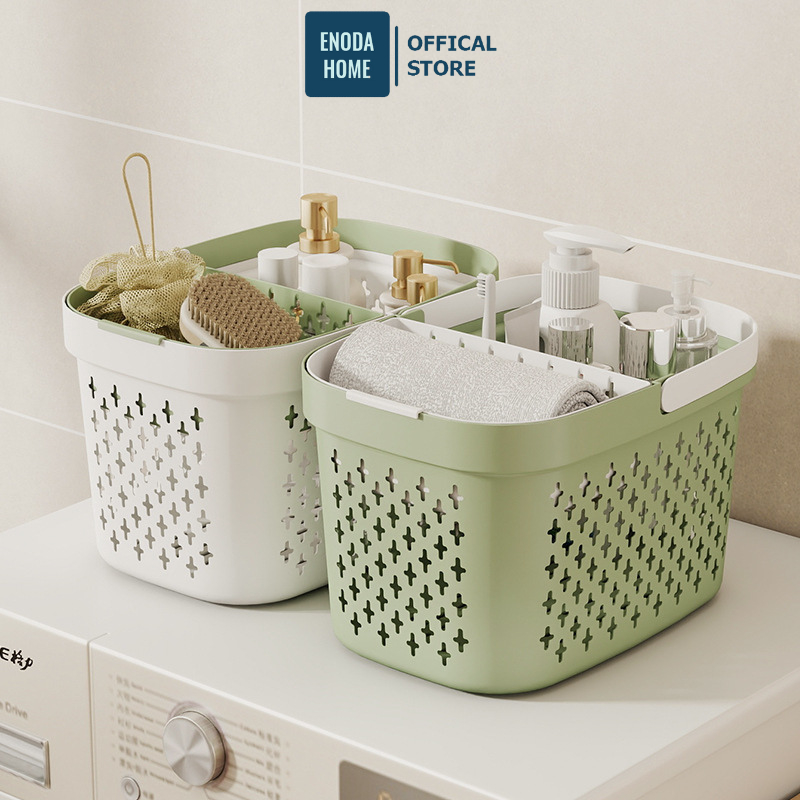 Giỏ Đựng Đồ Dùng Phòng Tắm ENODA HOME, Giỏ Nhựa Đựng Đồ Đa Năng Có Quai Xách Di Động Thoát Nước Tiện Lợi Q045