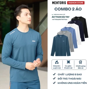 COMBO 2 Áo Thun Dài Tay Nam Mentoris, Áo Thể Thao Vải Thun Cao Cấp Mềm Mịn Co Giãn 4 Chiều CB2MDT02
