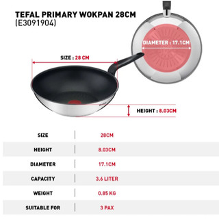 HCM Chảo chống dính sâu lòng TEFAL Primary 28cm nhập khẩu, chảo sâu lòng chiên xào GermanySnT 90202