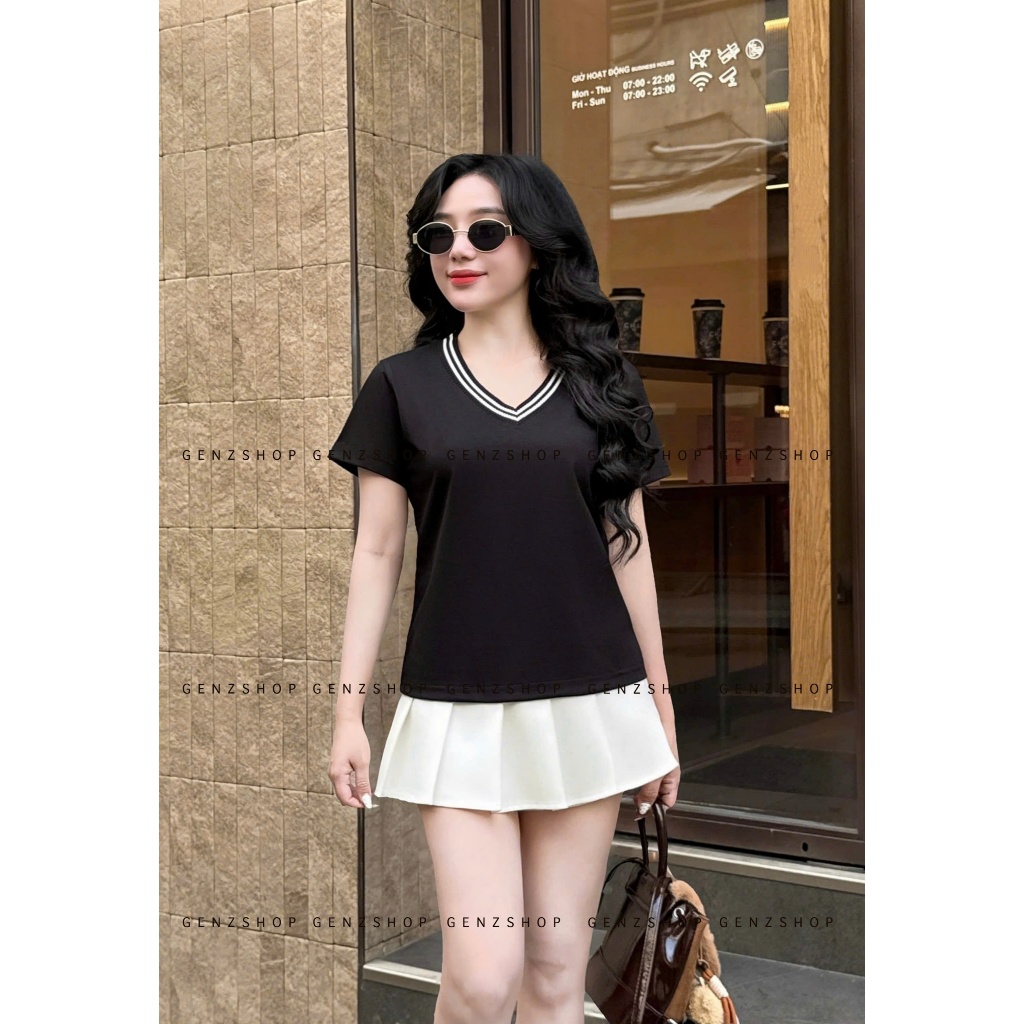 Áo Thun Nữ CỔ TIM PHÓI MÀU Xinh Xắn Form BabyTee Vừa Vặn BST26
